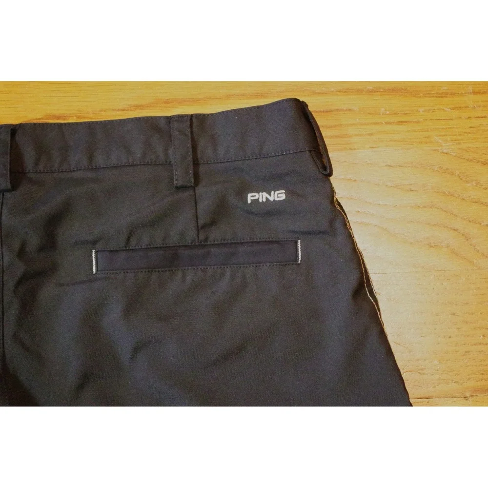 Ping Mens Golf Shorts Black Performance Flat Front Contrast Stitch Size 34